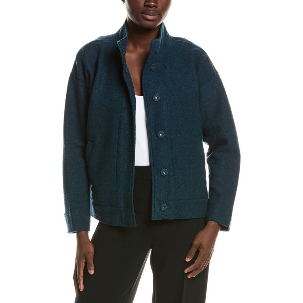 Eileen Fisher Womens Knit Wool Jacket, Green